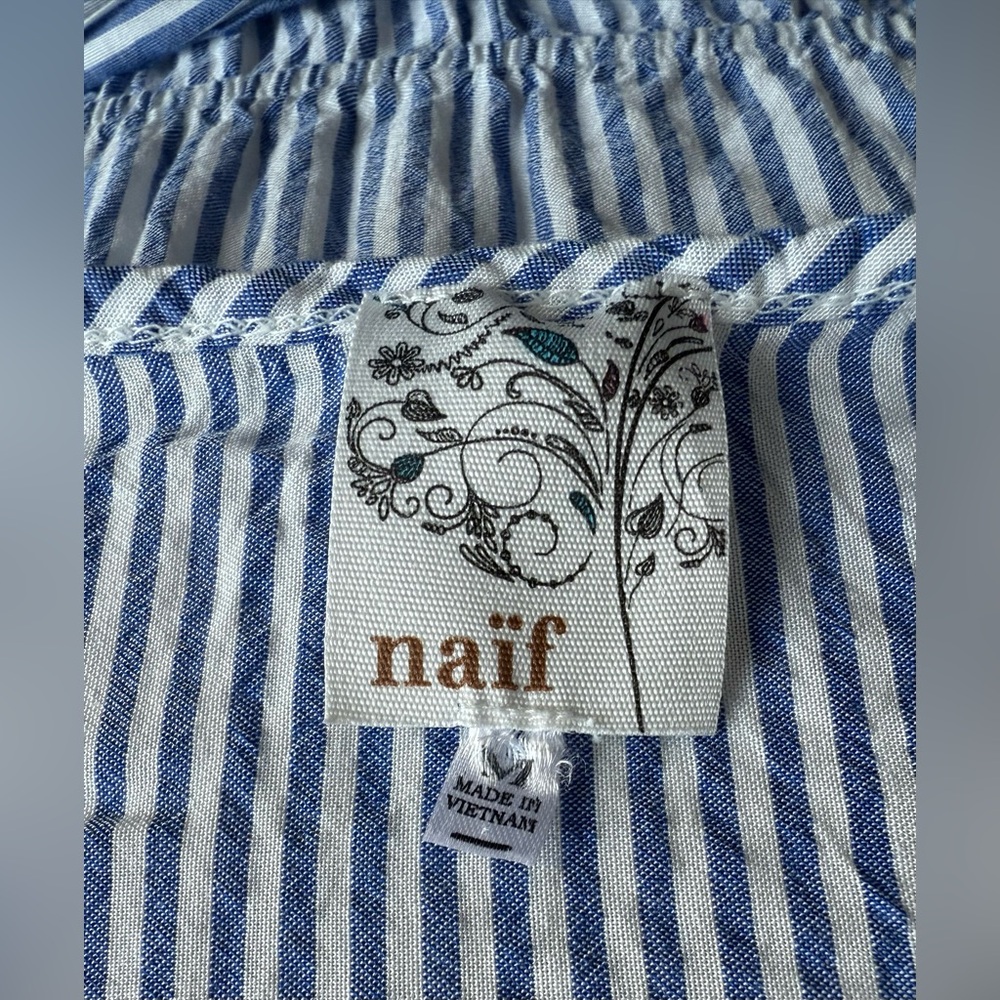 NAIF Sundress, Blue & White Striped with Ruffles - Picture 3 of 5